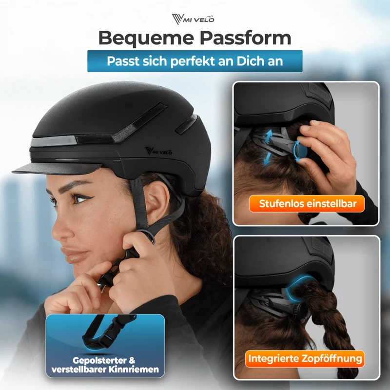 Fahrradhelm mit Front- und Rücklicht NOVA