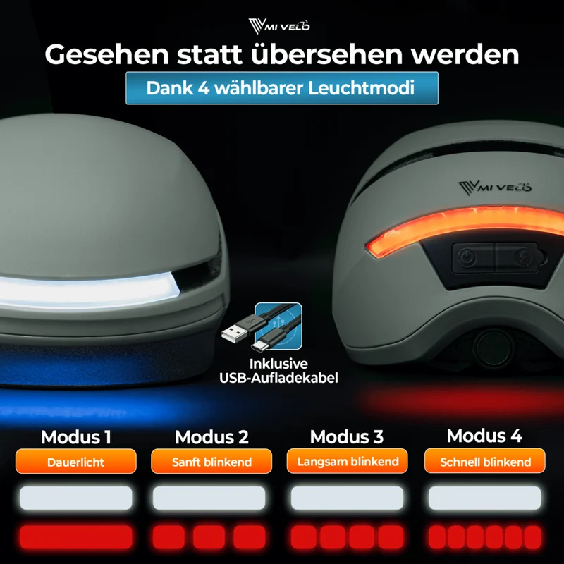Fahrradhelm mit Front- und Rücklicht NOVA