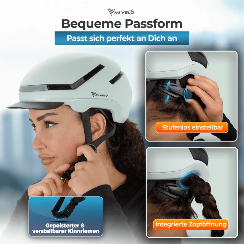 Fahrradhelm mit Front- und Rücklicht NOVA