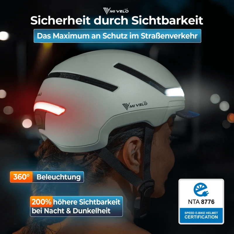 Fahrradhelm mit Front- und Rücklicht NOVA