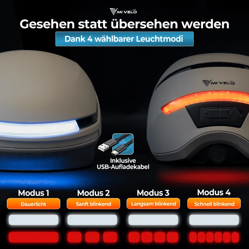 Fahrradhelm mit Front- und Rücklicht NOVA