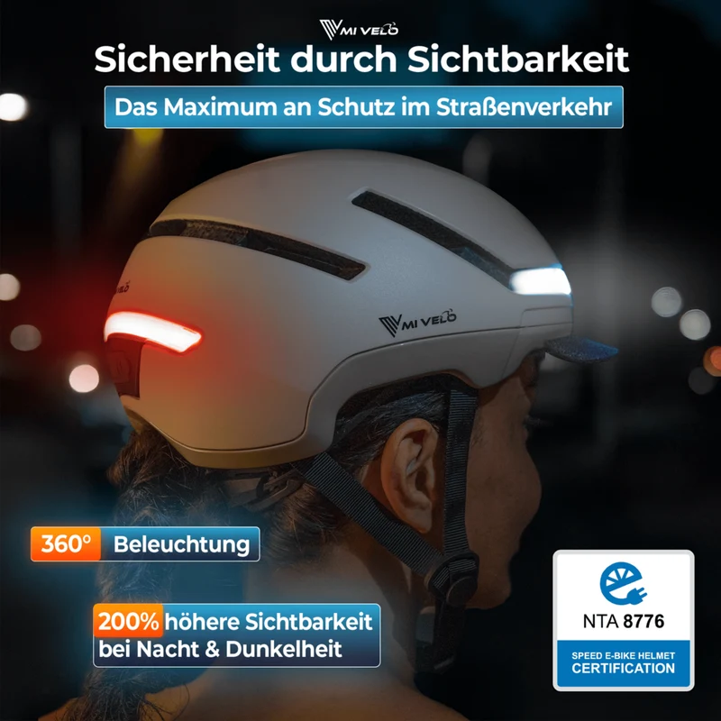 Fahrradhelm mit Front- und Rücklicht NOVA
