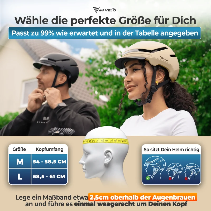 Fahrradhelm mit Front- und Rücklicht NOVA