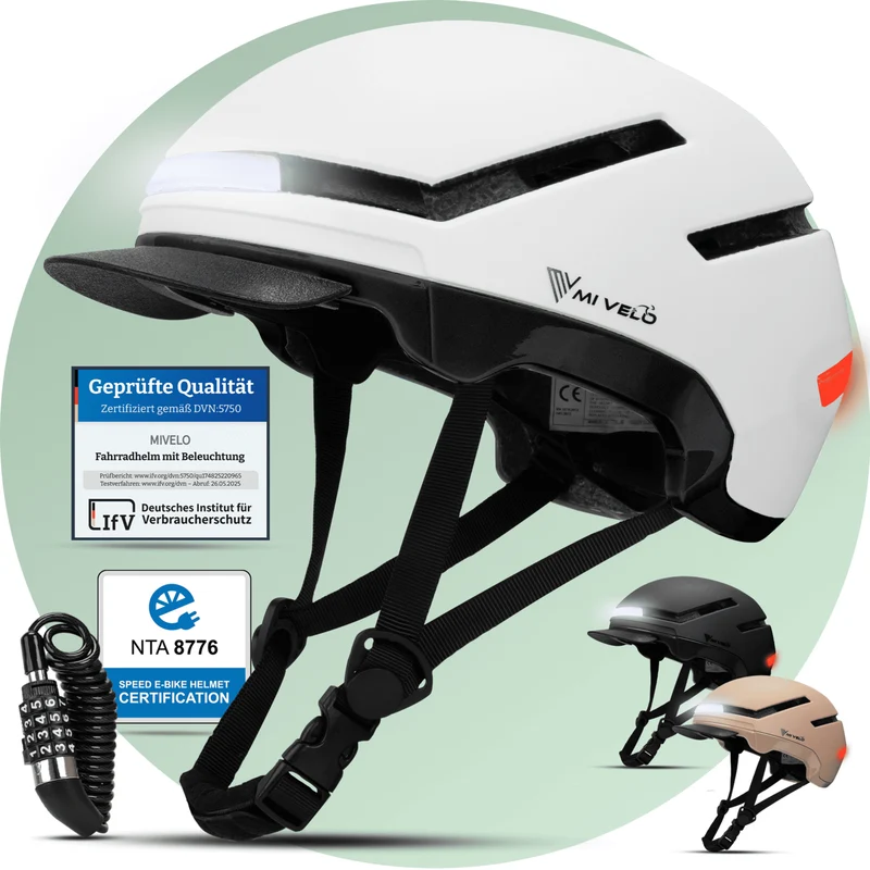 Fahrradhelm mit Front- und Rücklicht NOVA