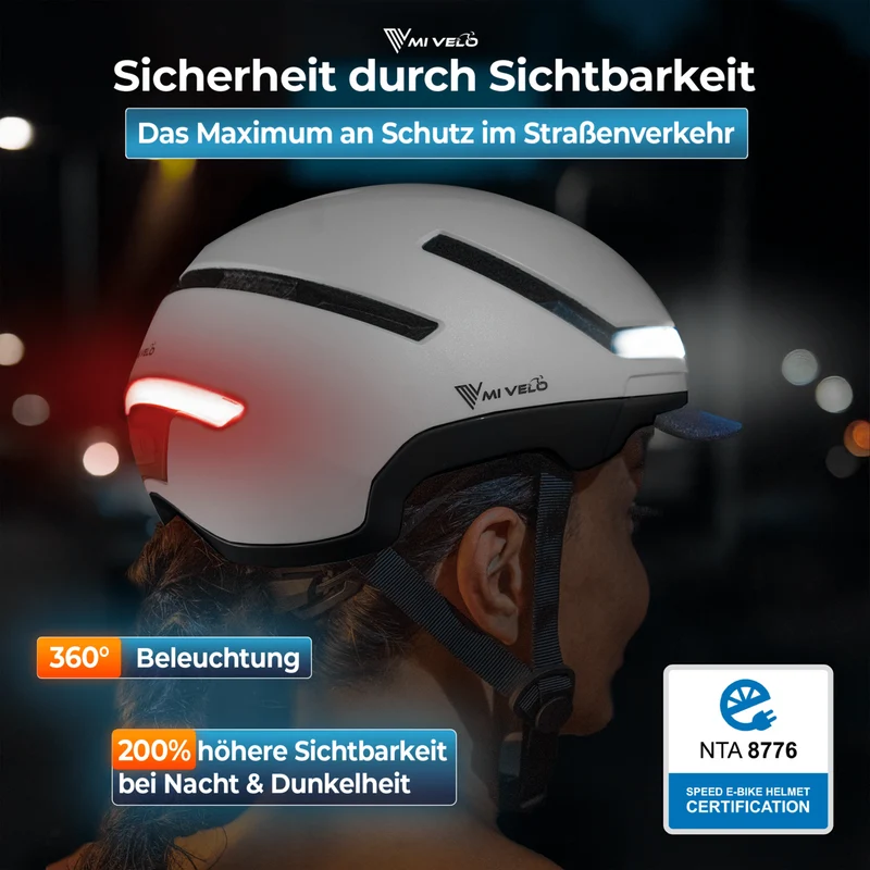 Fahrradhelm mit Front- und Rücklicht NOVA