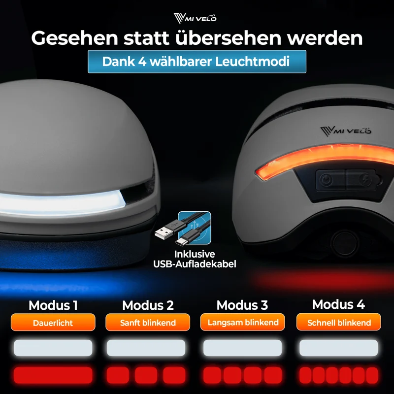 Fahrradhelm mit Front- und Rücklicht NOVA