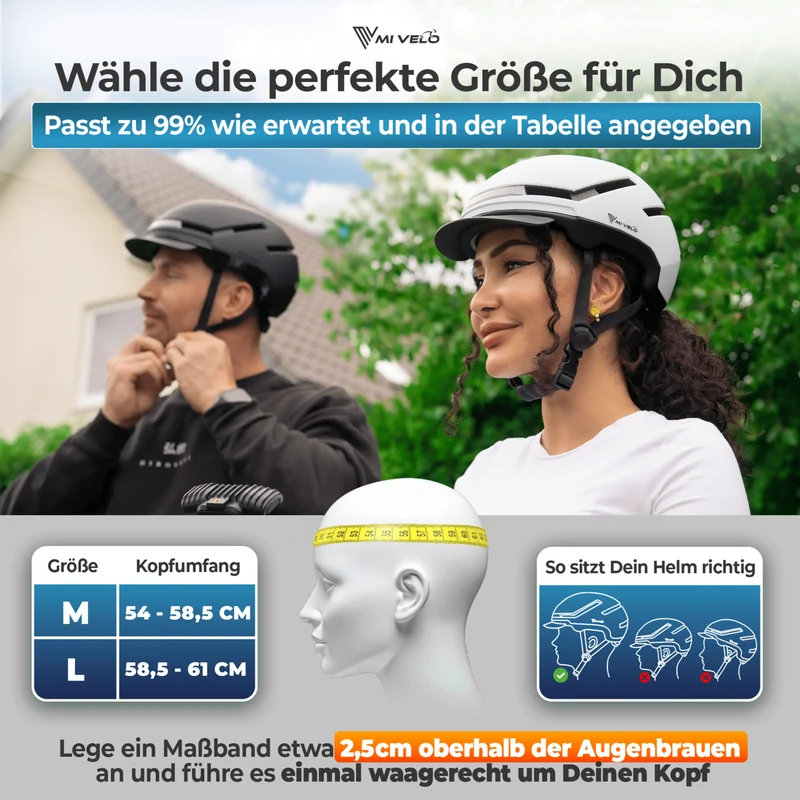 Fahrradhelm mit Front- und Rücklicht NOVA