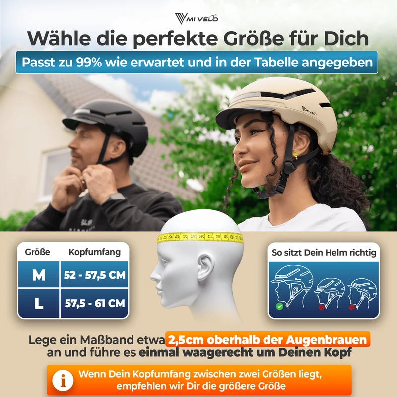 Fahrradhelm mit Front- und Rücklicht NOVA