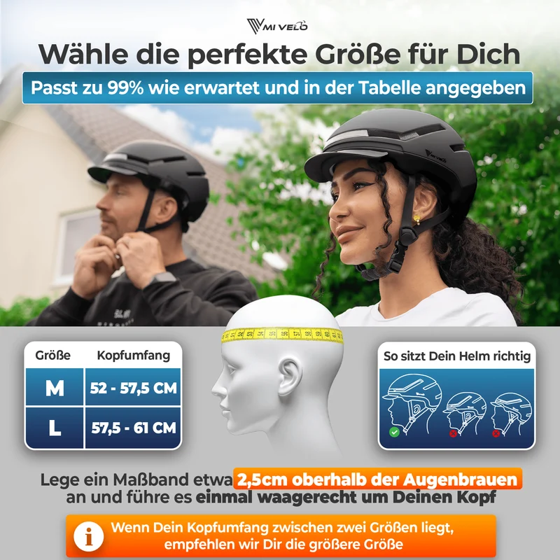 Fahrradhelm mit Front- und Rücklicht NOVA