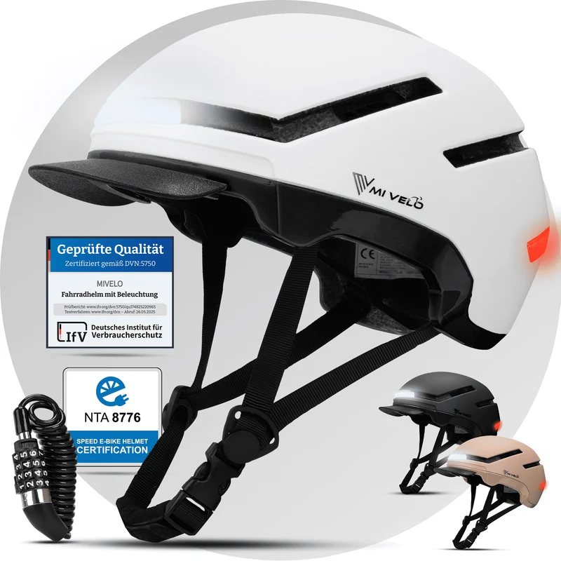 Fahrradhelm mit Front- und Rücklicht NOVA