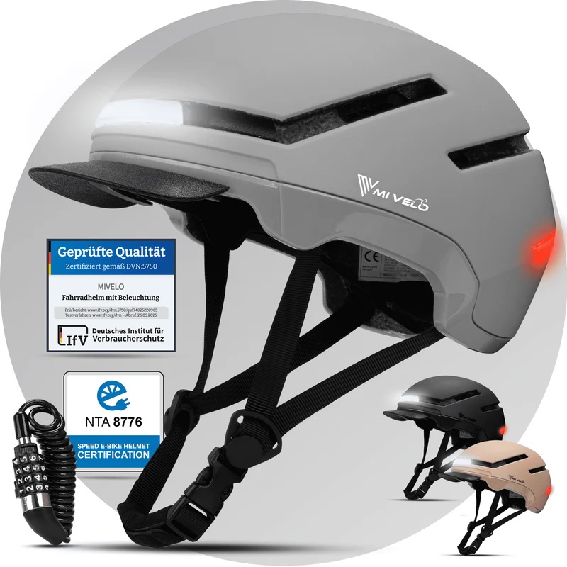 Fahrradhelm mit Front- und Rücklicht NOVA