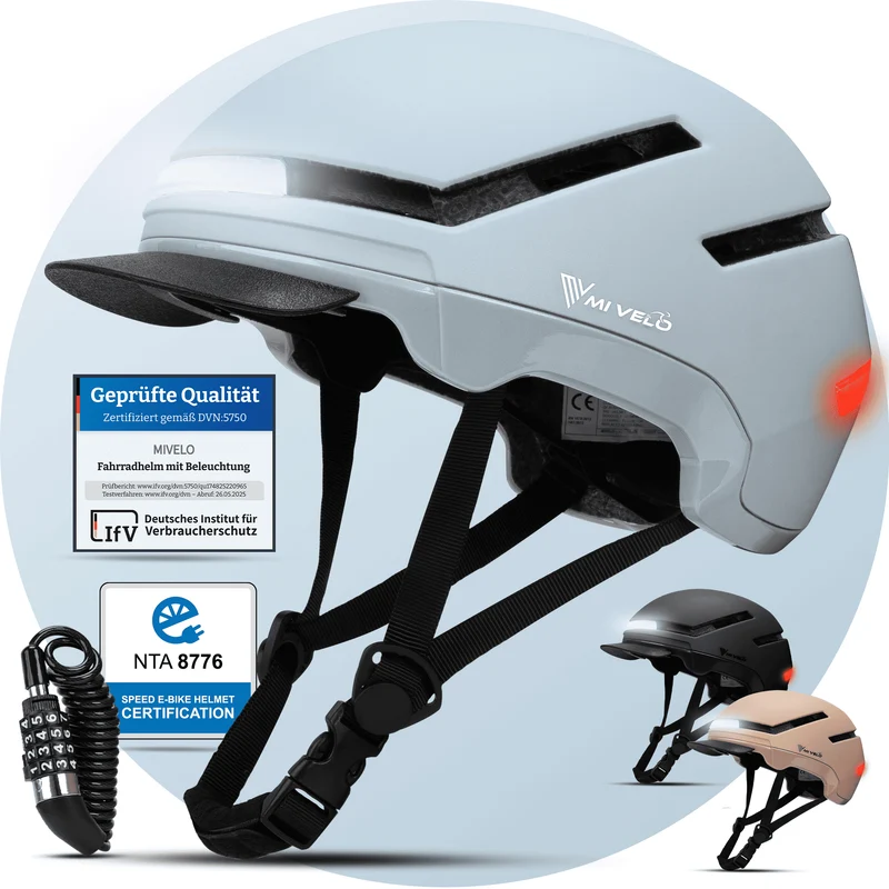 Fahrradhelm mit Front- und Rücklicht NOVA