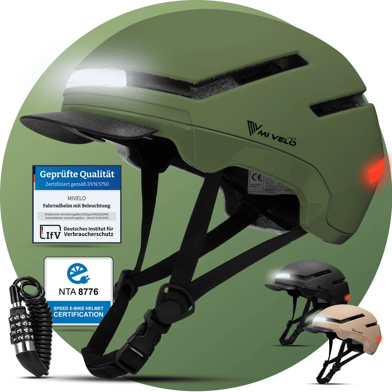 Fahrradhelm mit Front- und Rücklicht NOVA