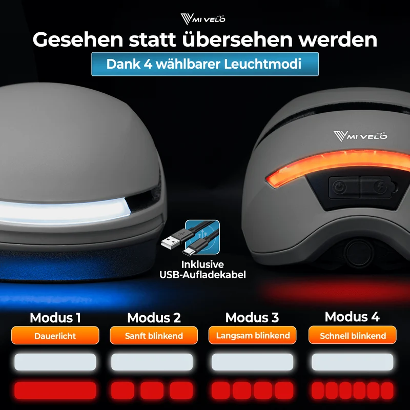 Fahrradhelm mit Front- und Rücklicht NOVA