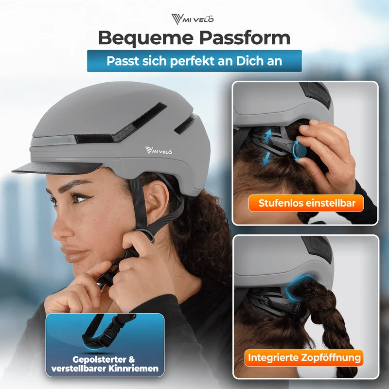 Fahrradhelm mit Front- und Rücklicht NOVA