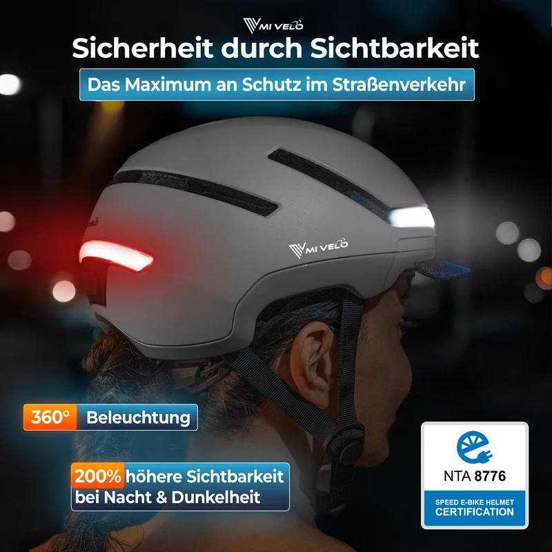 Fahrradhelm mit Front- und Rücklicht NOVA