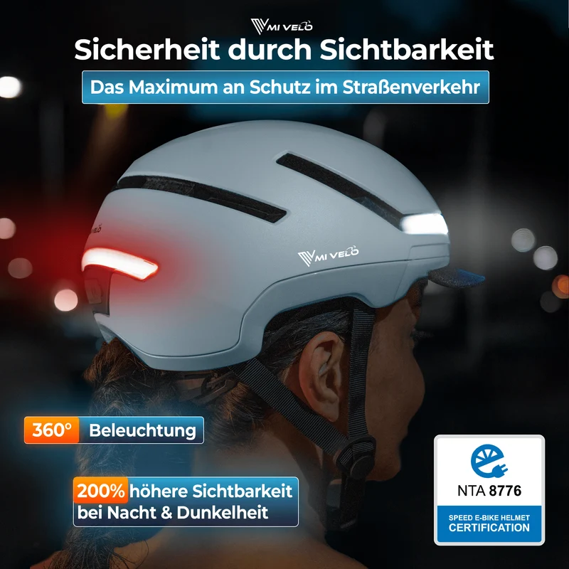 Fahrradhelm mit Front- und Rücklicht NOVA