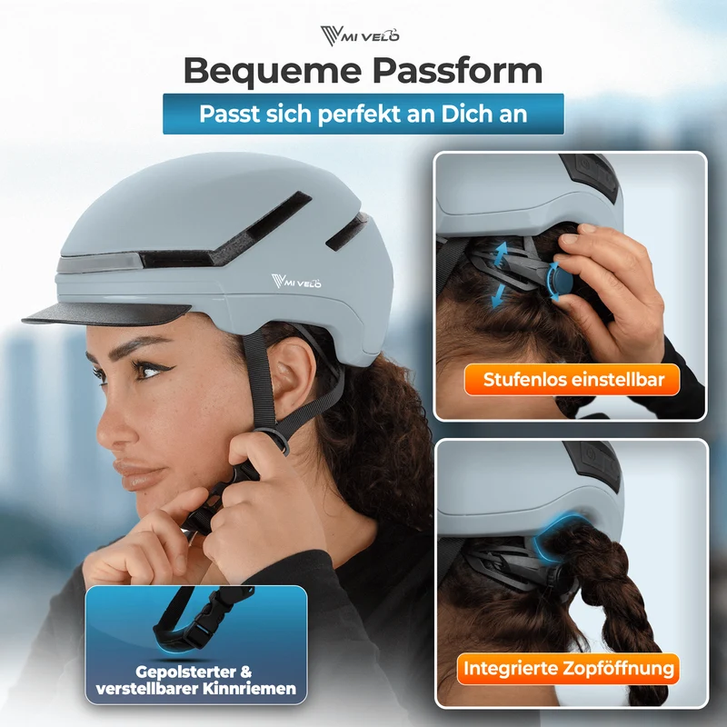 Fahrradhelm mit Front- und Rücklicht NOVA