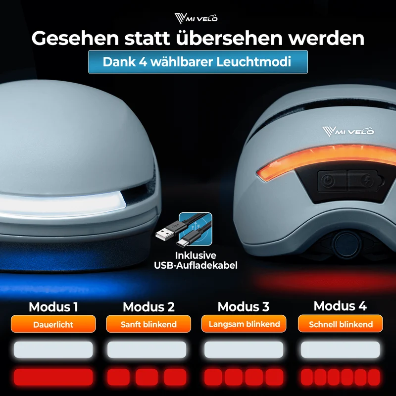 Fahrradhelm mit Front- und Rücklicht NOVA