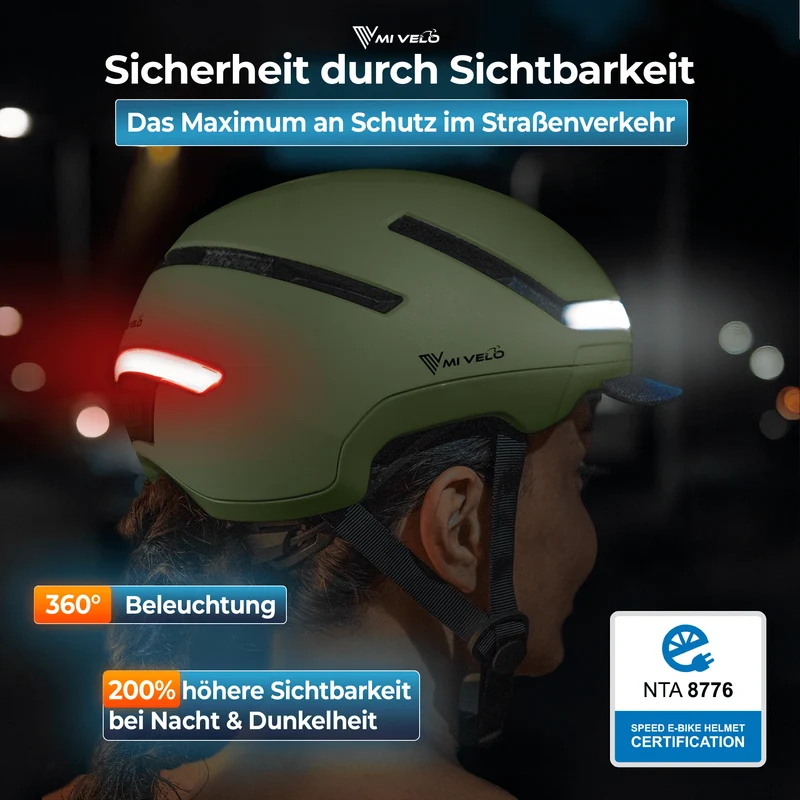 Fahrradhelm mit Front- und Rücklicht NOVA