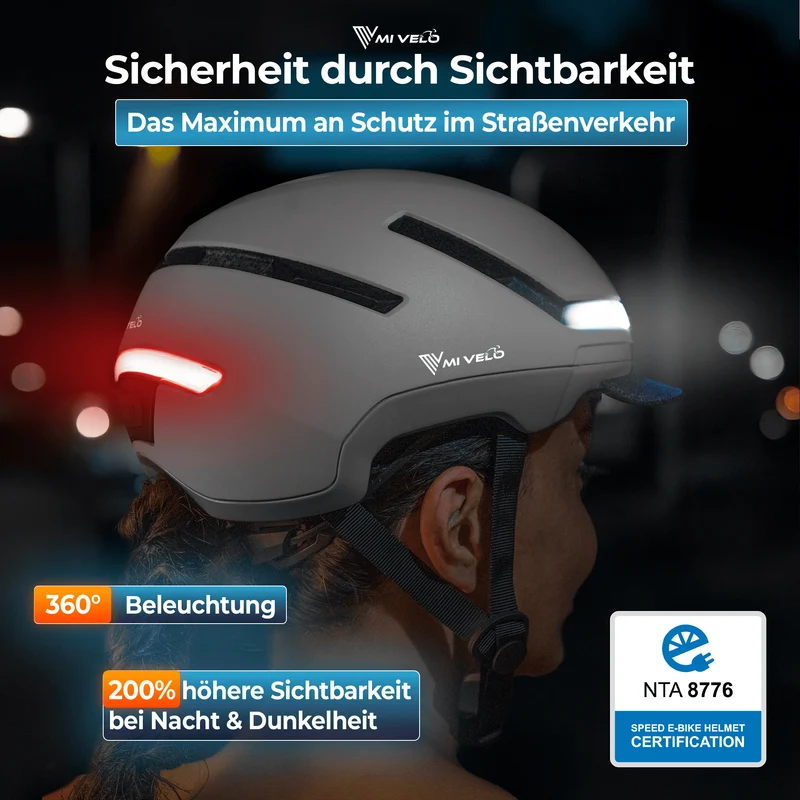 Fahrradhelm mit Front- und Rücklicht NOVA
