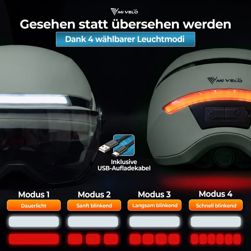 Fahrradhelm mit Front- und Rücklicht NOVA