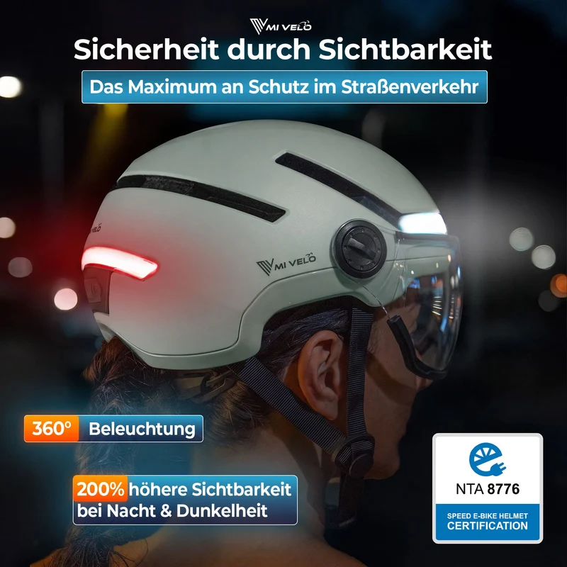 Fahrradhelm mit Front- und Rücklicht NOVA