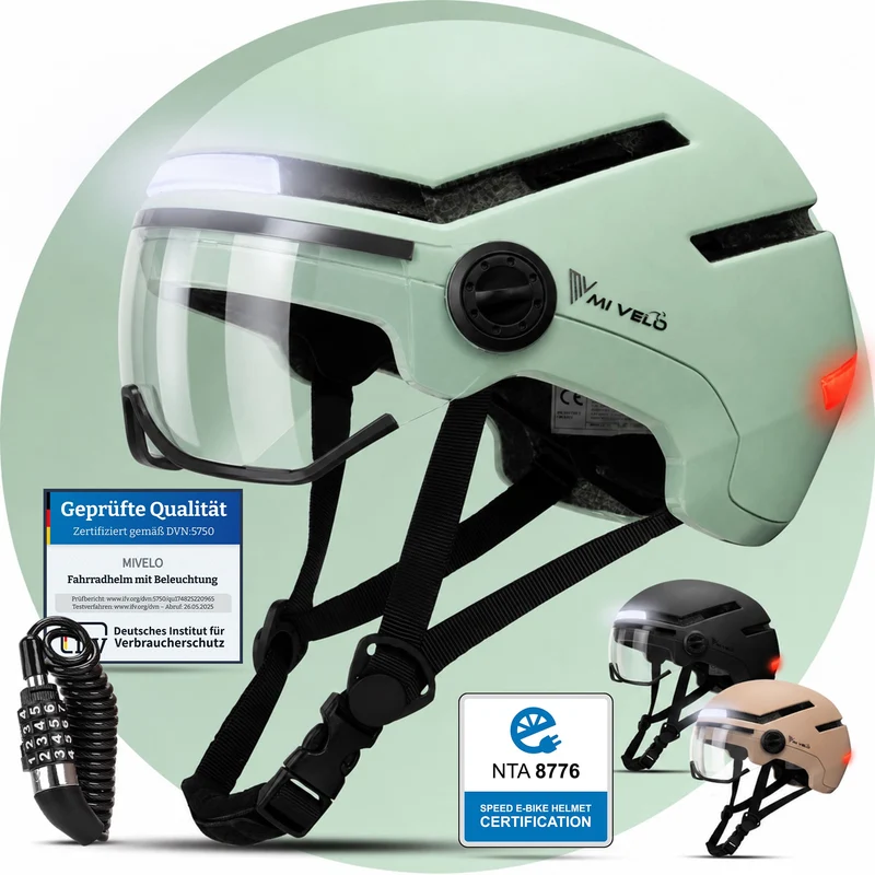 Fahrradhelm mit Front- und Rücklicht NOVA