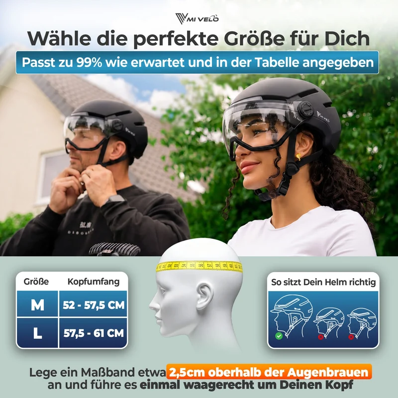 Fahrradhelm mit Front- und Rücklicht NOVA