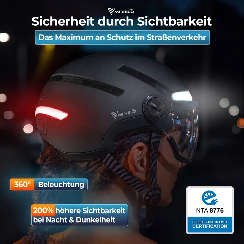 Fahrradhelm mit Front- und Rücklicht NOVA