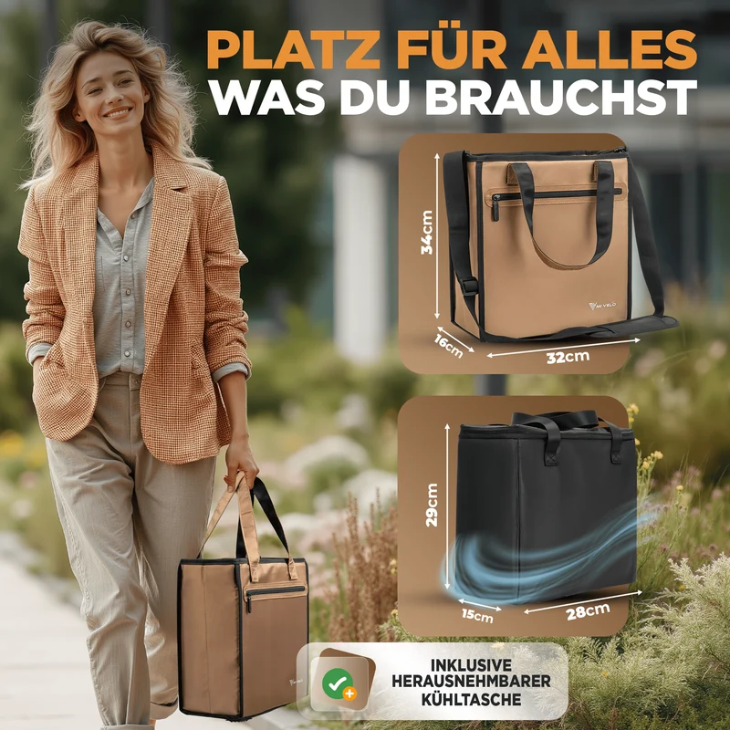 Fahrradtasche Einkaufstasche inkl. Kühltasche