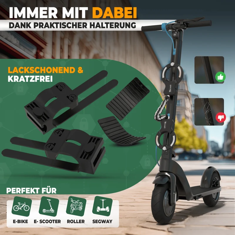 Handschellenschloss für E-Scooter mit Gliederkette 60cm