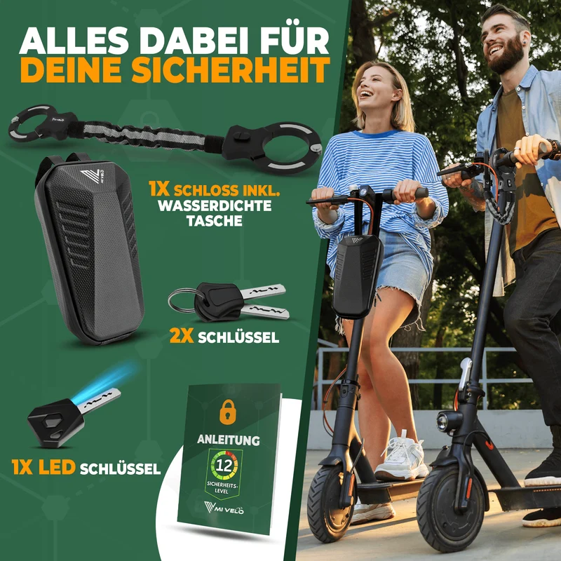 Handschellenschloss für E-Scooter mit Gliederkette 60cm