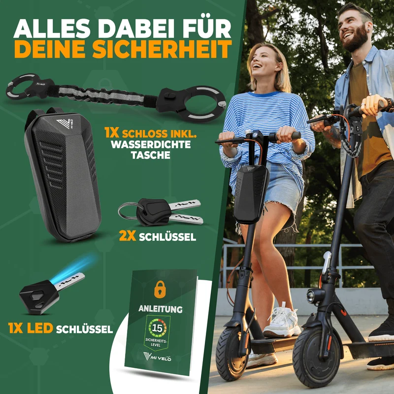 Handschellenschloss für E-Scooter mit Gliederkette 60cm