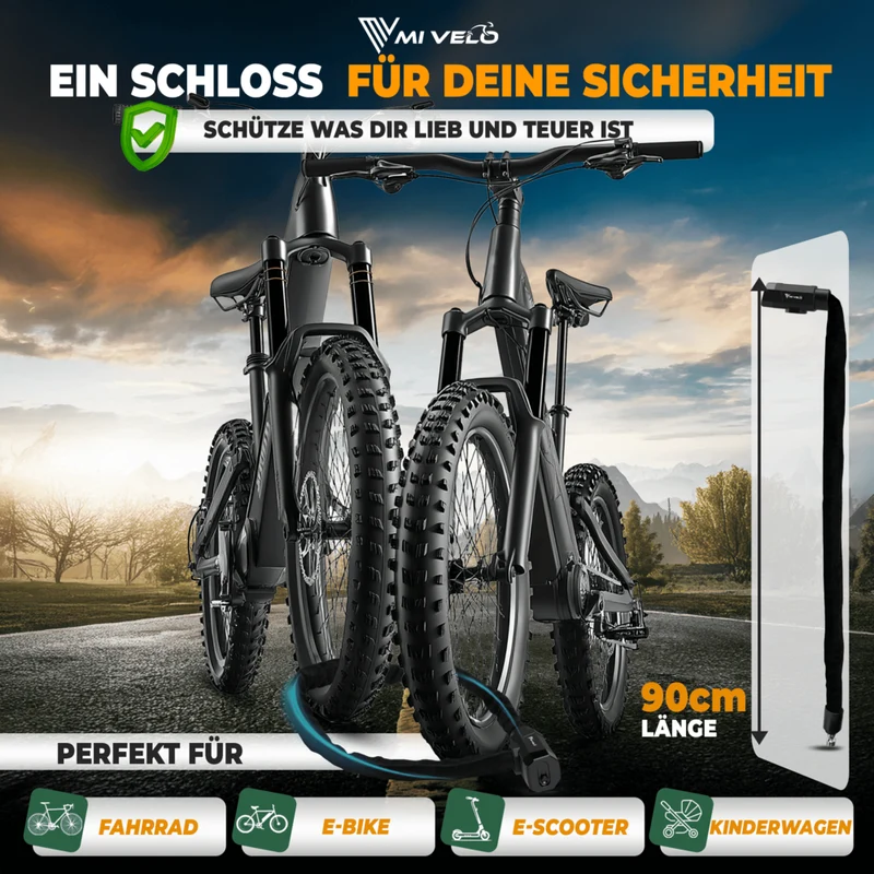 Fahrradschloss Kettenschloss mit Schlüssel 90cm