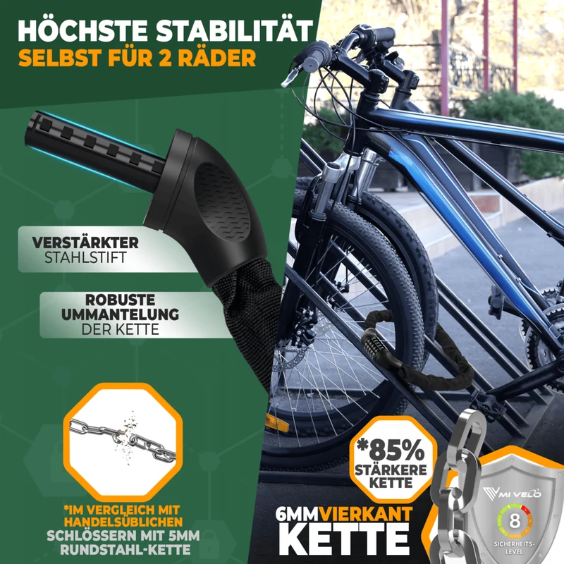 Fahrradschloss Kettenschloss mit Zahlencode 90cm