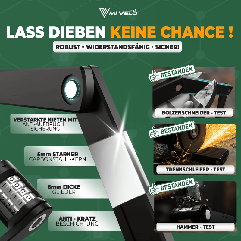 Faltschloss mit Zahlencode & Metall-Drehwalzen 90 / 120cm