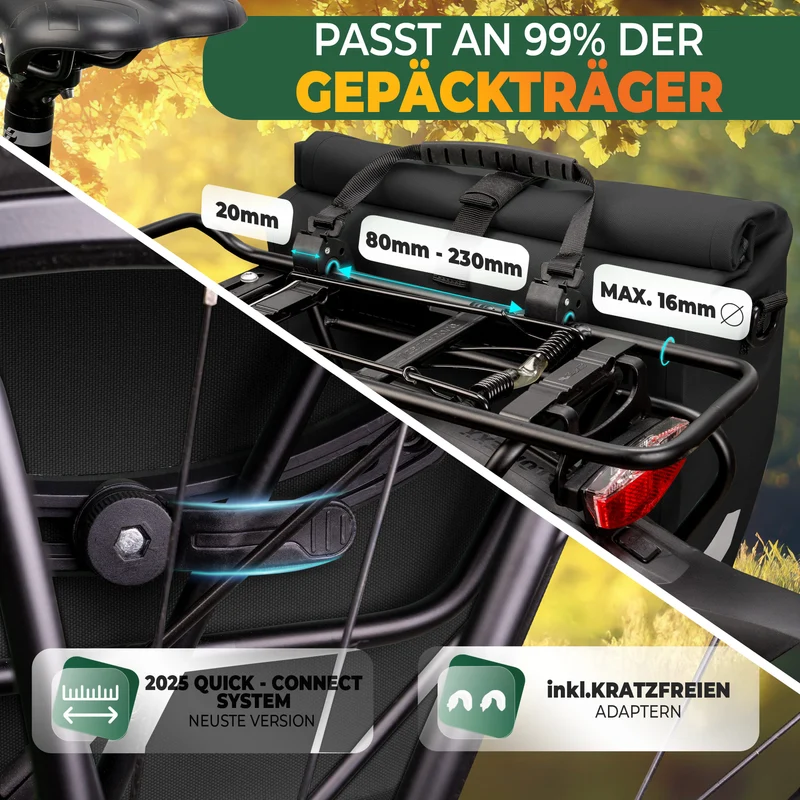 2in1 Fahrradtasche für Gepäckträger „CAPAX“ 20L