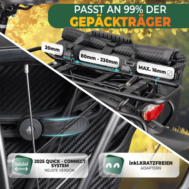 2in1 Fahrradtasche für Gepäckträger „CAPAX“ 20L