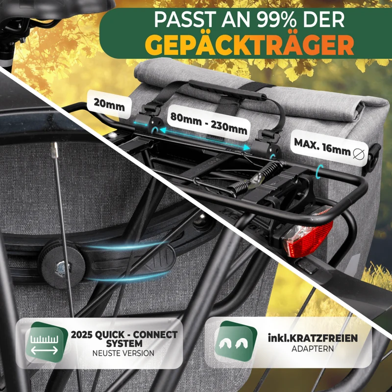 2in1 Fahrradtasche für Gepäckträger „CAPAX“ 20L