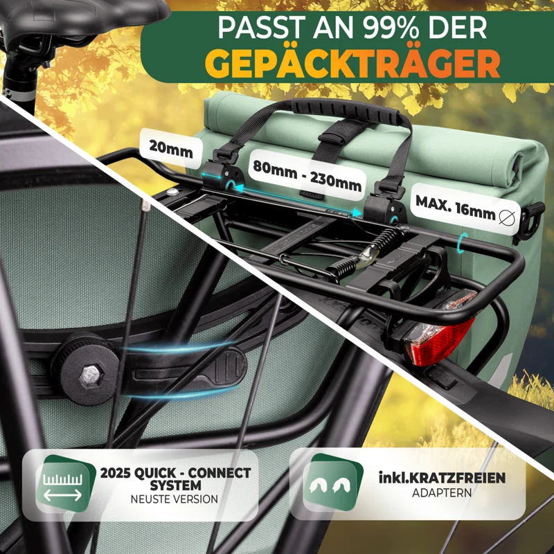 2in1 Fahrradtasche für Gepäckträger „CAPAX“ 20L