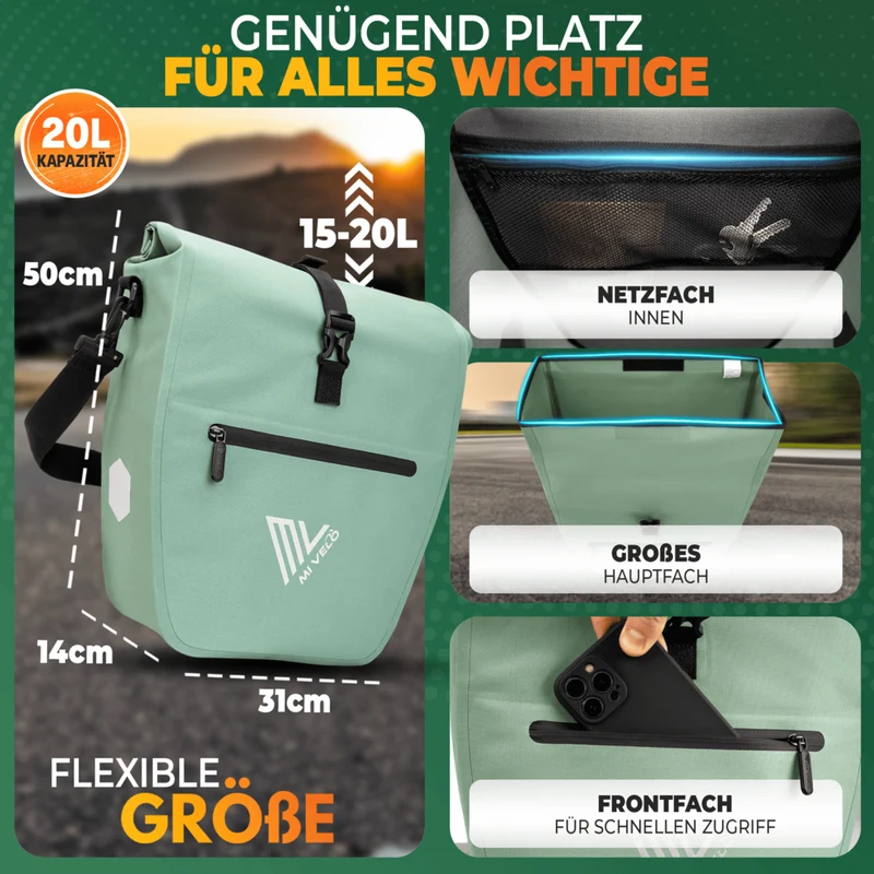 2in1 Fahrradtasche für Gepäckträger „CAPAX“ 20L