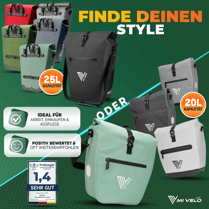 2in1 Fahrradtasche für Gepäckträger „CAPAX“ 20L