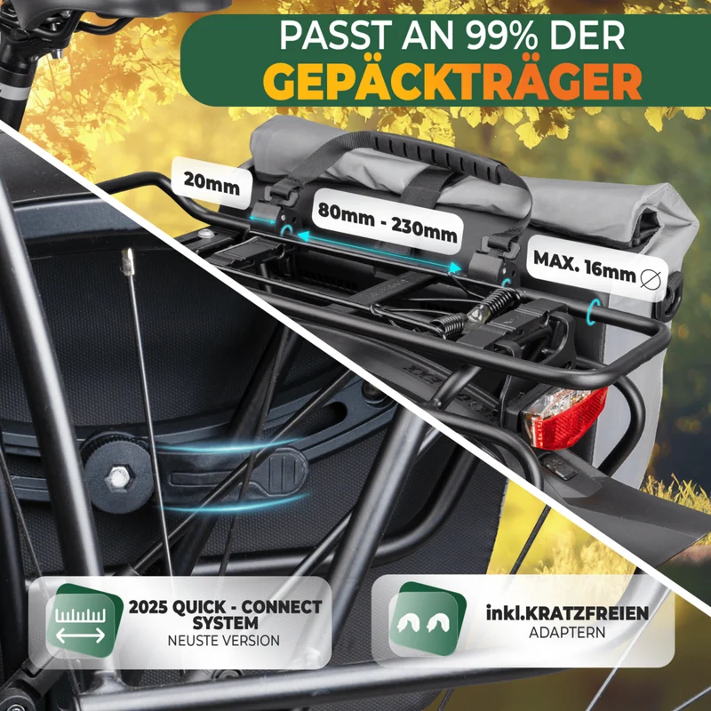 2in1 Fahrradtasche für Gepäckträger „CAPAX“ 20L