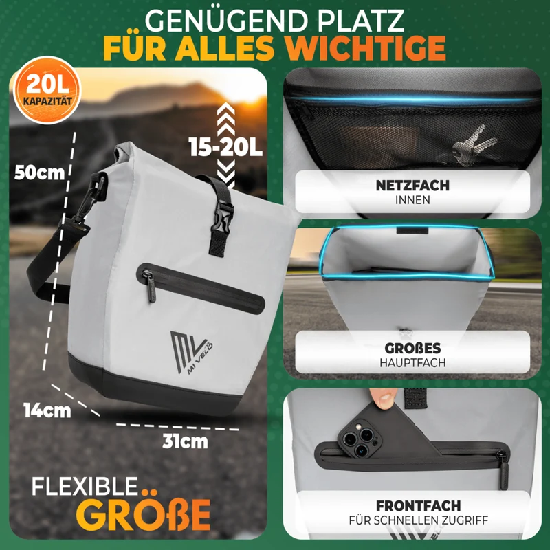2in1 Fahrradtasche für Gepäckträger „CAPAX“ 20L