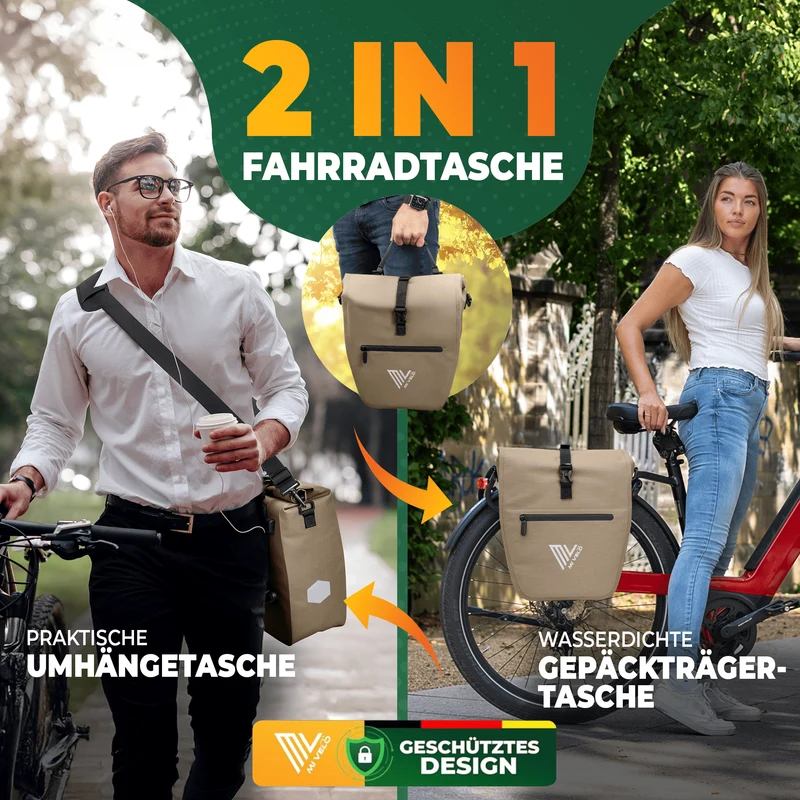 2in1 Fahrradtasche für Gepäckträger „CAPAX“ 20L