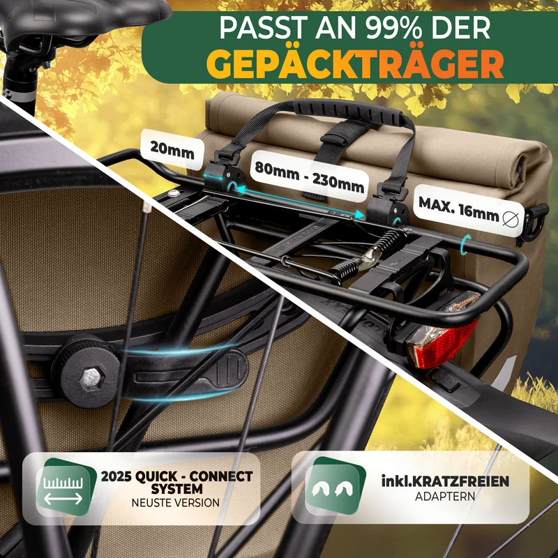 2in1 Fahrradtasche für Gepäckträger „CAPAX“ 20L