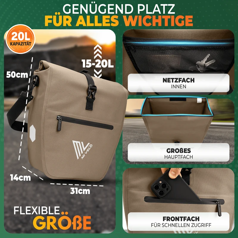 2in1 Fahrradtasche für Gepäckträger „CAPAX“ 20L