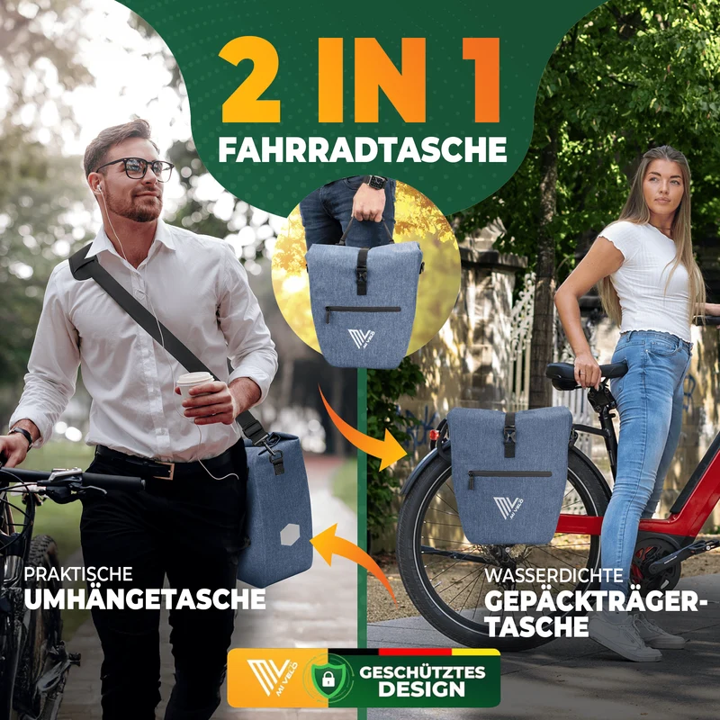 2in1 Fahrradtasche für Gepäckträger „CAPAX“ 20L