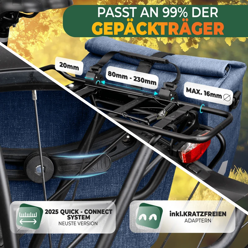 2in1 Fahrradtasche für Gepäckträger „CAPAX“ 20L